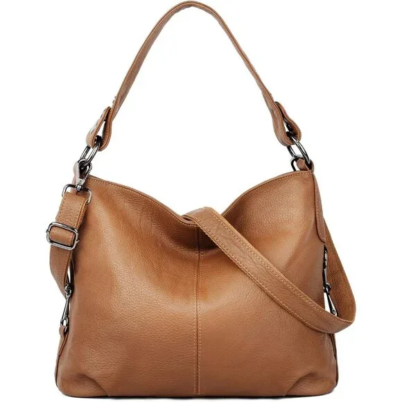 Genuine Leather Women's Medium Crossbody Shoulder Bag with Removable Handle